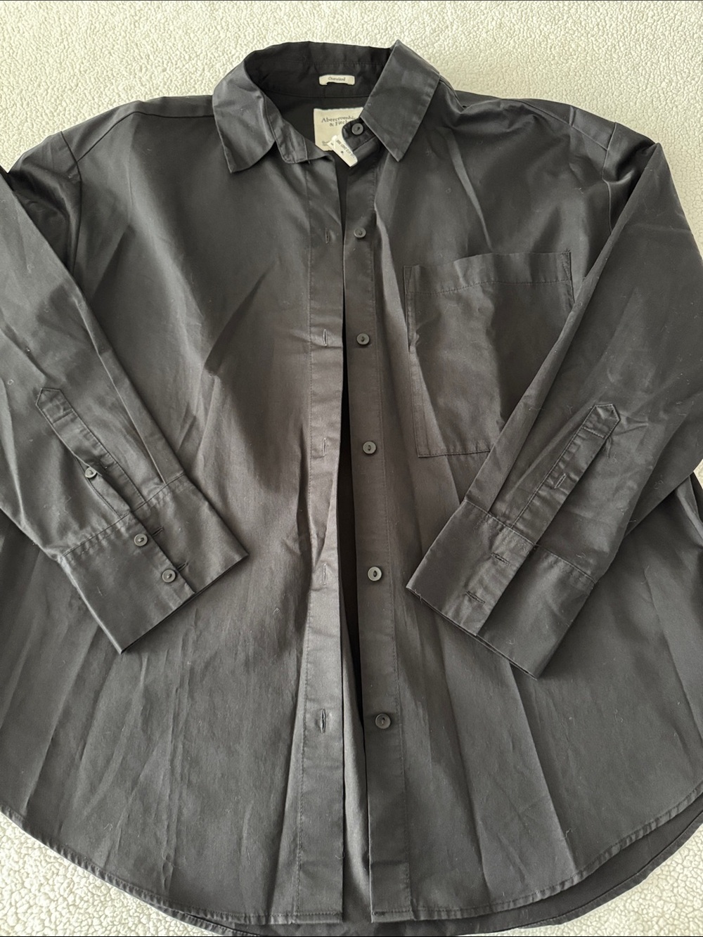 Women’s Oversized Black Button-Up Shirt Jacket
